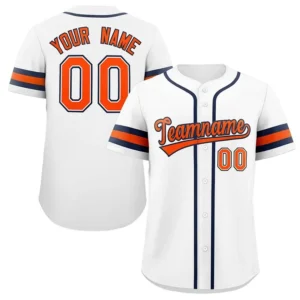 Unisex White & Orange Black Baseball Jersey – Custom Name & Number
