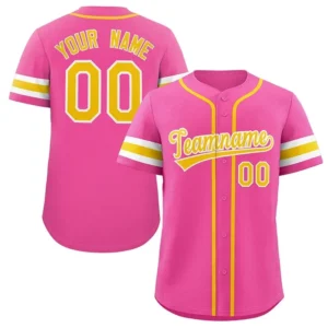 Unisex Pink & Yellow Baseball Jersey – Custom Name & Number