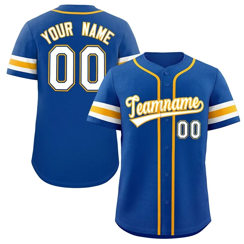 Unisex Blue & White Yellow Baseball Jersey – Custom Name & Number - Image 1